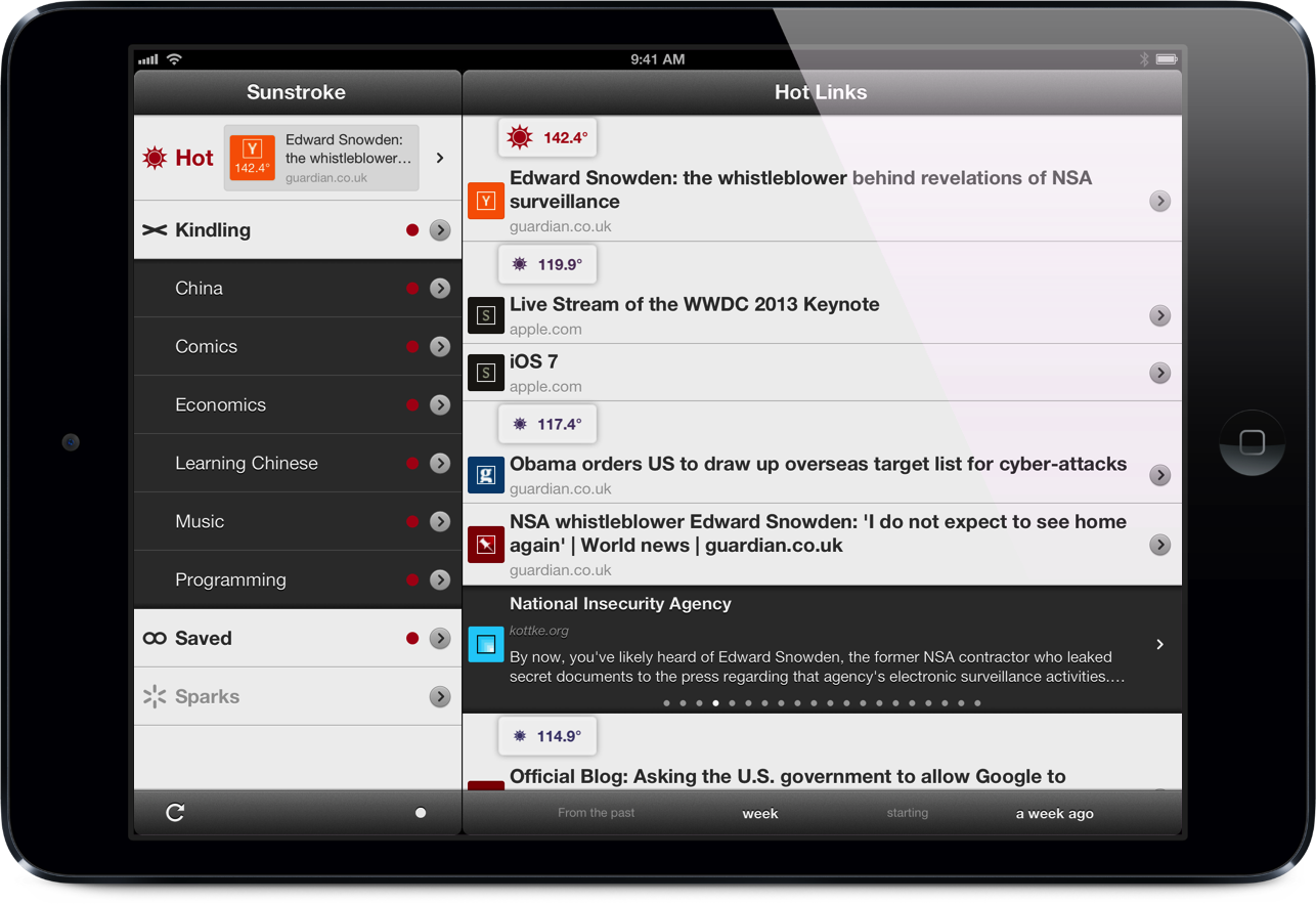 Sunstroke 1.5 hot links list iPad